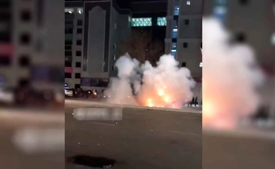 В новогоднюю ночь в Ташкенте взорвали огнетушитель у торгового центра