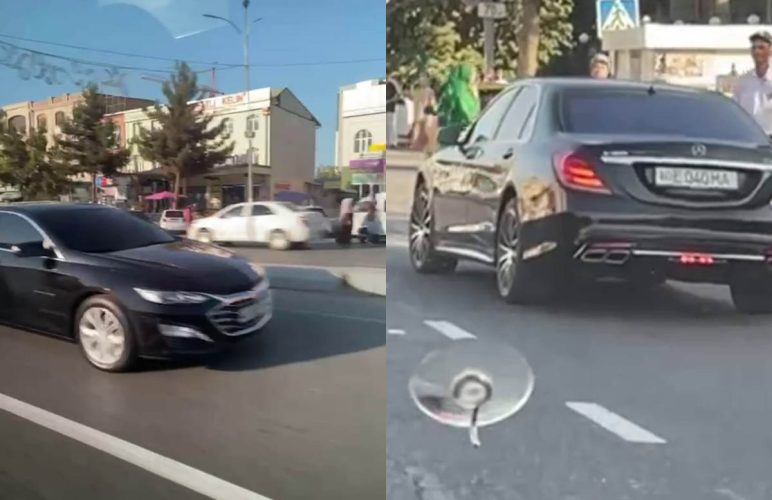 В Андижане Mercedes припарковался на дороге, а водитель Malibu затонировал лобовое стекло