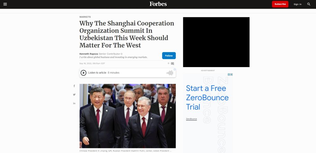 Журналист Forbes рассказал о значении ШОС для Запада