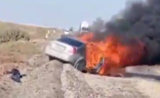 В Кашкадарье от столкновения загорелся автомобиль Lacetti: есть пострадавшие