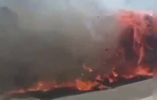 По дорогам Узбекистана проехал огненный трактор — видео