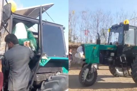 В Узбекистане жених привез невесту на кортеже из новеньких тракторов — видео