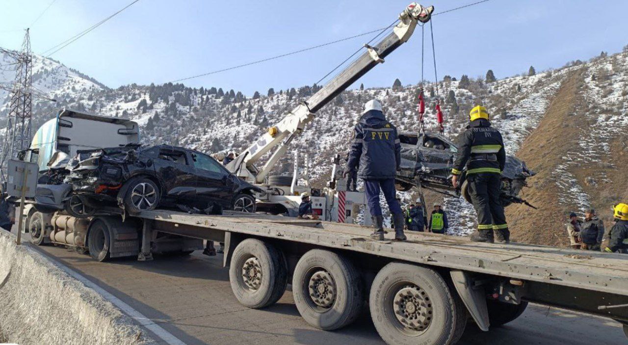 Автовоз с электромобилями врезался в грузовик: погибли пять человек — видео