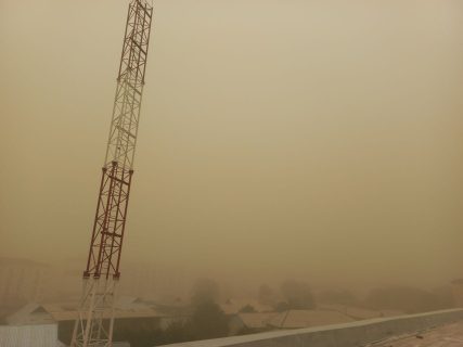 В Термезе бушует сильная пыльная буря — видео