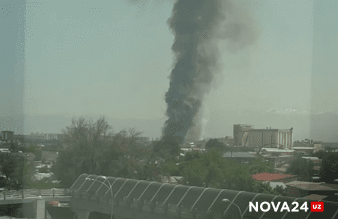 В Ташкенте произошел крупный пожар в мебельном цеху — видео