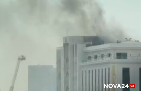 В Ташкенте загорелся строящийся бизнес-центр — видео