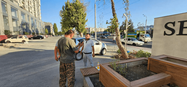 В Ташкенте возле новостройки закатали в бетон участок земли с деревьями