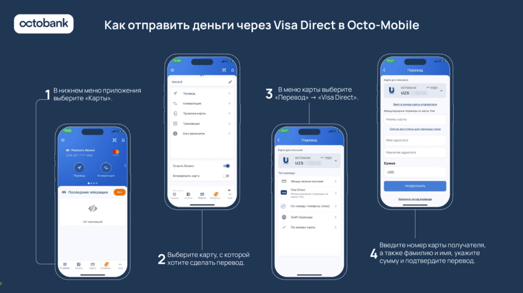 Отправляйте переводы за рубеж родным и оплачивайте услуги через приложение Octobank