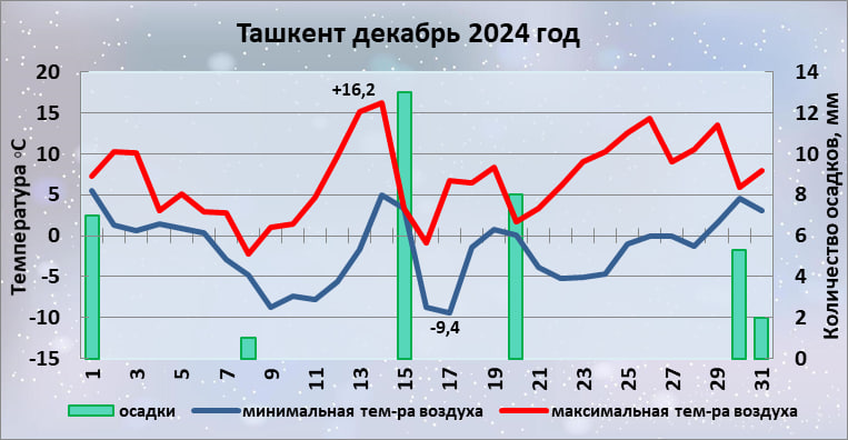 В декабре 2024 года осадков выпало менее половины от нормы