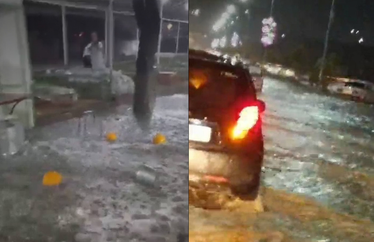 Сильный ливень обрушился на улицы Намангана — видео