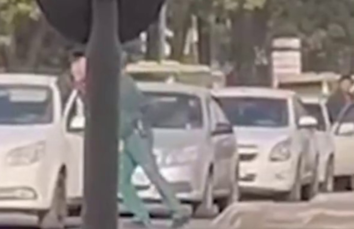 В Ташкенте инспектор ДПС прижал водителя дверью его же автомобиля — видео
