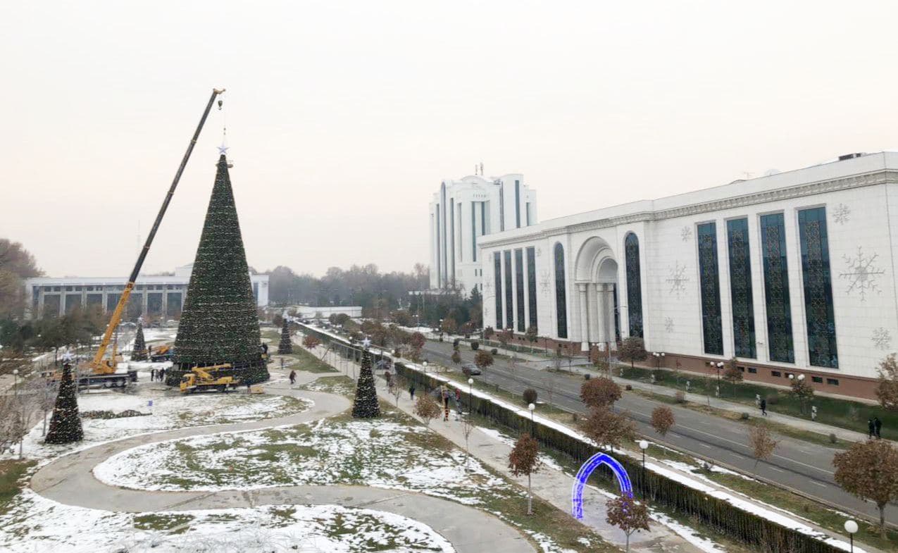 В Ташкенте установили главную ёлку страны к Новому году