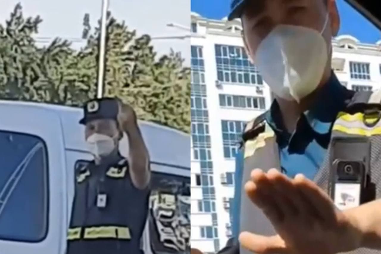В Ташкенте сотрудник ДПС показал водителю средний палец и попал на видео