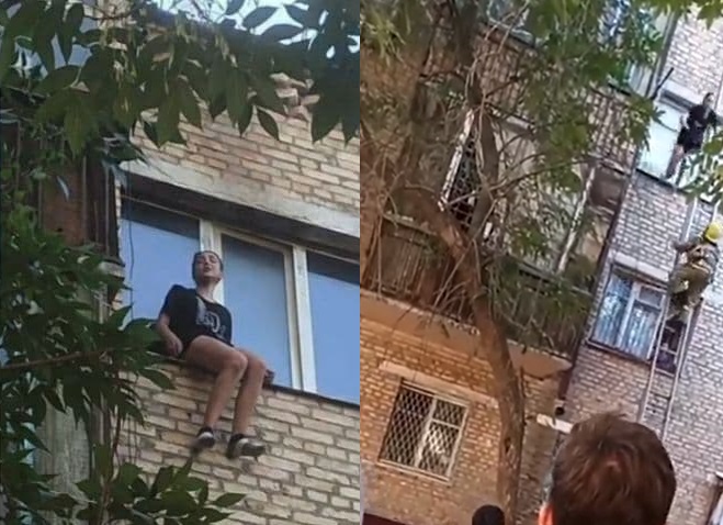 В Ташкенте девушка упала с четвертого этажа горящей квартиры — видео